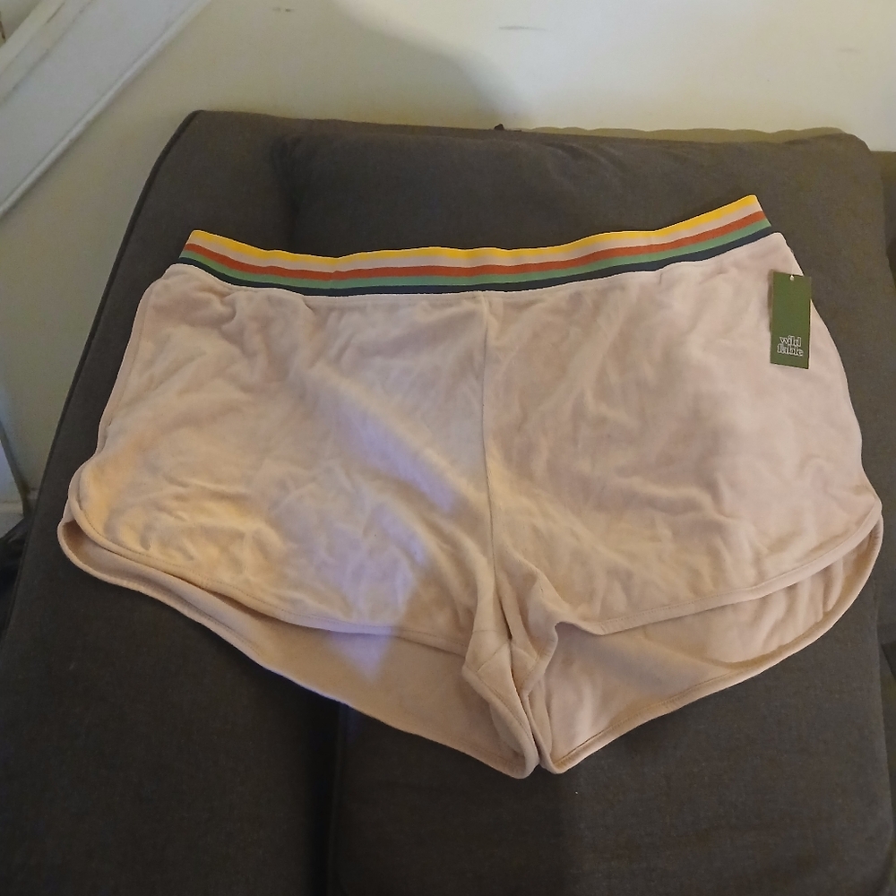 NWT Wild Fable Velour Pink Shorts with Colorful Waistband Sz 3X (072325A)